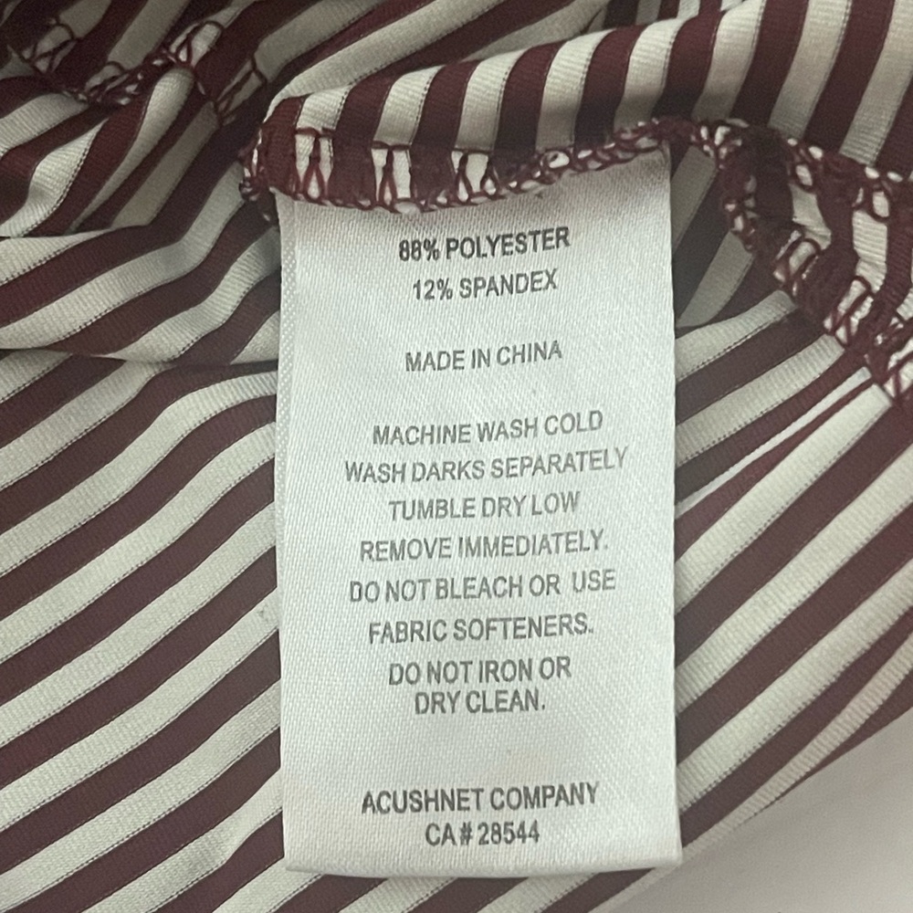 Footjoy Mens Medium Maroon  Striped Polo Style Golf Shirt Polyblend - Picture 5 of 7